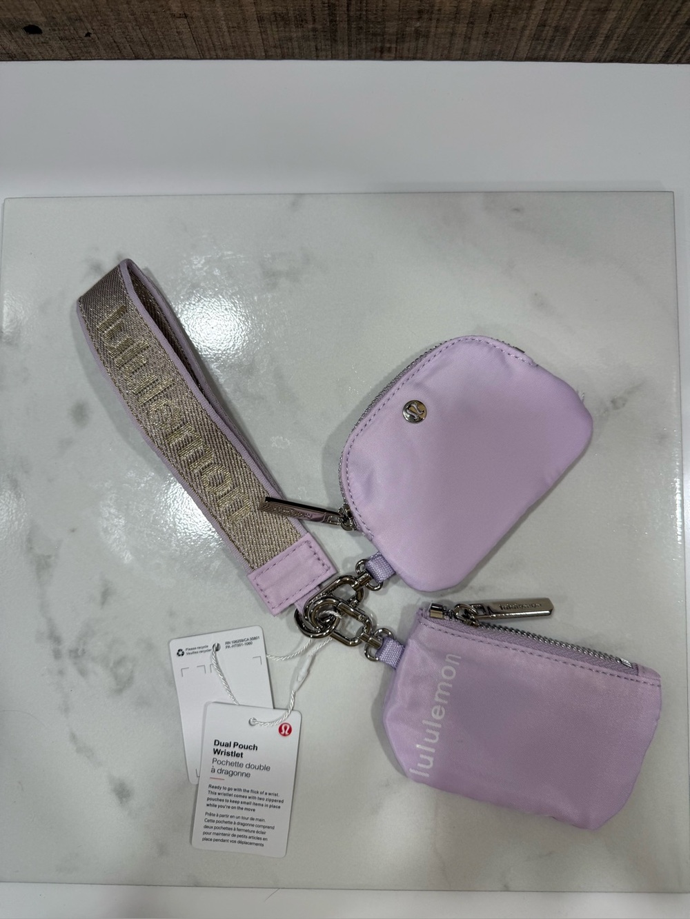 lululemon Lavender Dual Pouch Wristlet Key & Card Holder
